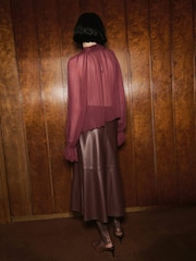 Mango Red Semi-Transparent Blouse With Foulard - Image 2 of 5