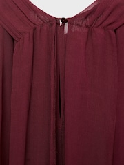 Mango Red Semi-Transparent Blouse With Foulard - Image 5 of 5