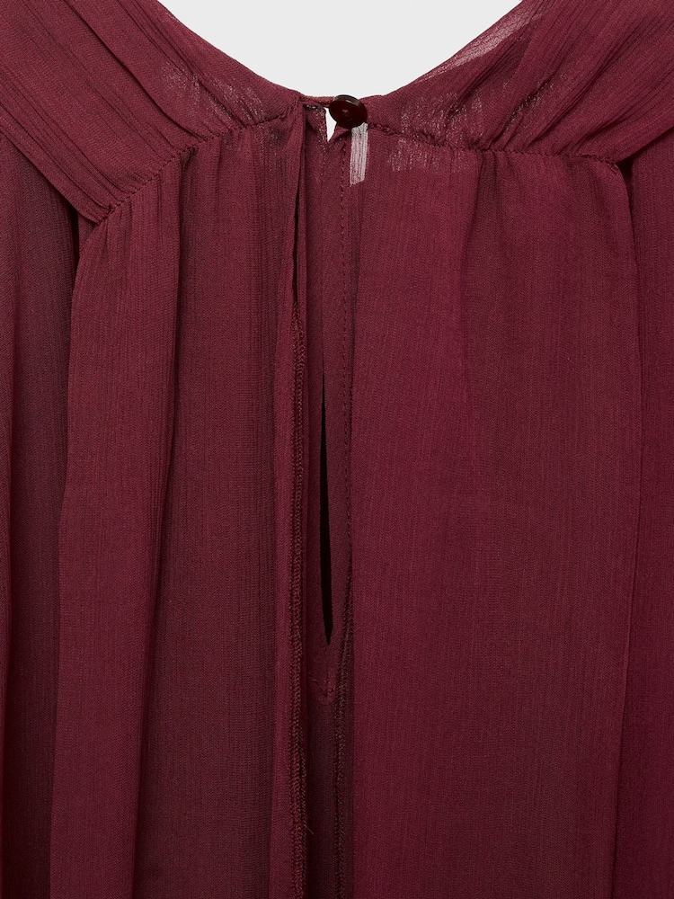 Mango Red Semi-Transparent Blouse With Foulard - Image 5 of 5