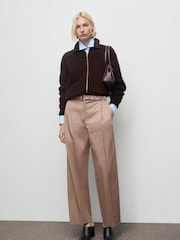 Mango Brown Boucle Bomber Jacket - Image 1 of 7