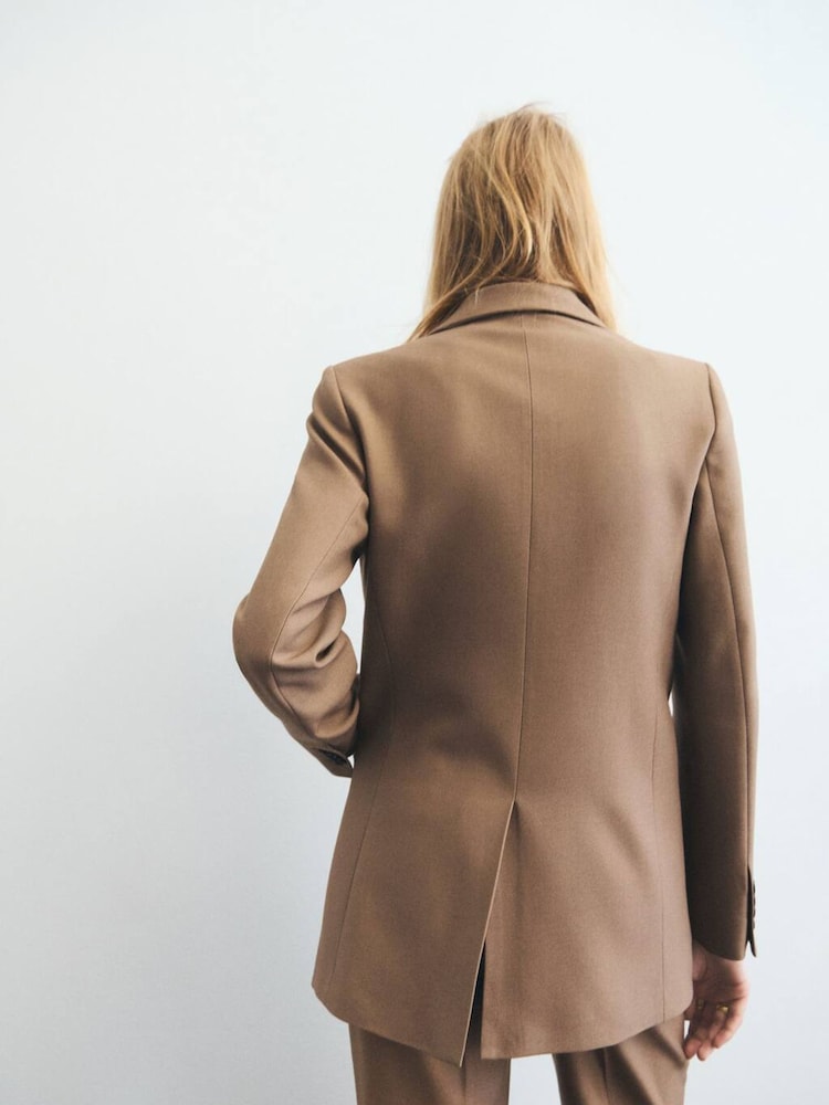 Mango Brown Wool-Blend Jacket With Pockets - Image 2 of 6
