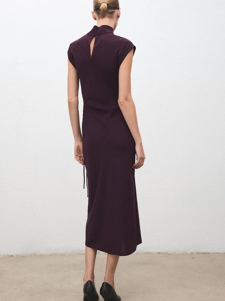 Mango Red Turtleneck Wrap Dress - Image 2 of 7 Mango Red Turtleneck Wrap Dress - Image 2 of 7