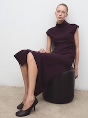 Mango Red Turtleneck Wrap Dress - Image 4 of 7
