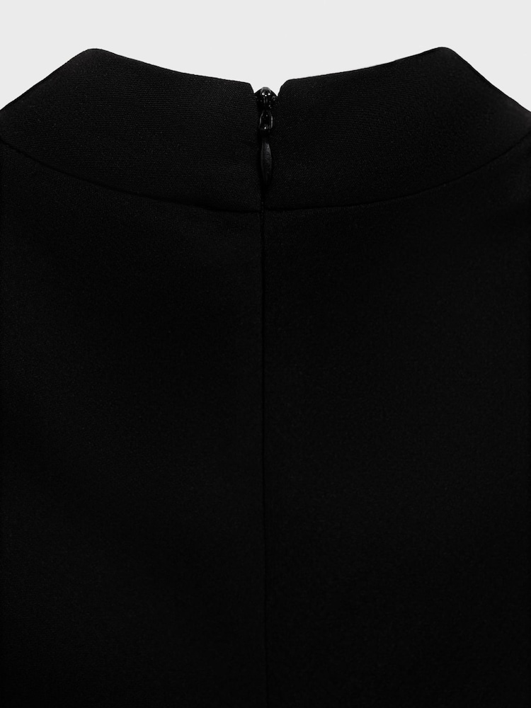 Mango Black High-Neck Dress With Ruffle - Image 6 of 6