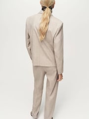 Mango Natural Pinstripe Wool Suit Jacket - Image 2 of 7