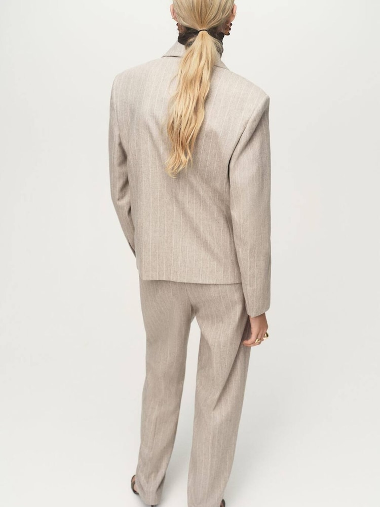 Mango Natural Pinstripe Wool Suit Jacket - Image 2 of 7 Mango Natural Pinstripe Wool Suit Jacket - Image 2 of 7