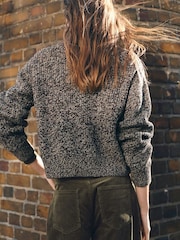 Mango Brown Speckled Zip-up Cardigan - Image 3 of 5