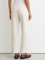 Reiss Cream Rosemary Petite Welt-Pocket Tapered Trousers - Image 5 of 7