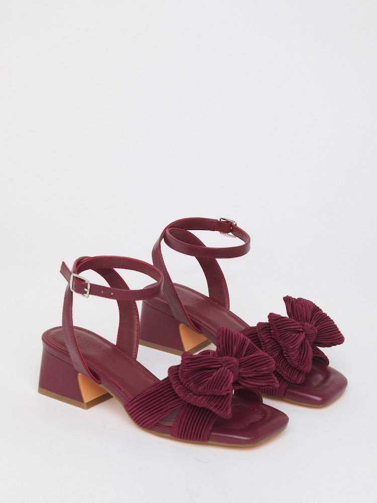 Simply Be Red Extra Wide Fit Double Bow Block Heels - Image 2 of 4
