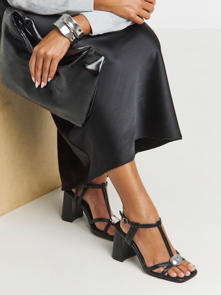 Simply Be Black Wide Fit Hardwear Detail Heels - Image 1 of 4 Simply Be Black Wide Fit Hardwear Detail Heels - Image 1 of 4