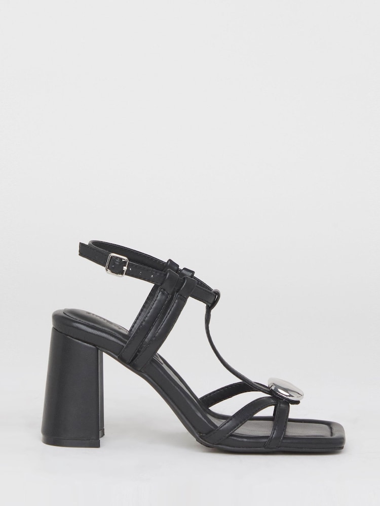 Simply Be Black Wide Fit Hardwear Detail Heels - Image 2 of 4 Simply Be Black Wide Fit Hardwear Detail Heels - Image 2 of 4