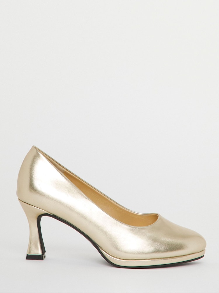 Simply Be Gold Extra Wide Fit Court Shoe Heel - Image 3 of 3