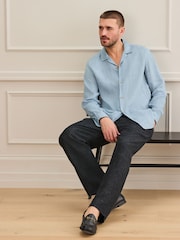 Black Checkered Relaxed Fit Signature Heritage Linen Trousers - Image 2 of 10