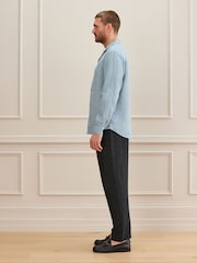 Black Checkered Relaxed Fit Signature Heritage Linen Trousers - Image 7 of 10