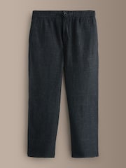 Black Checkered Relaxed Fit Signature Heritage Linen Trousers - Image 8 of 10