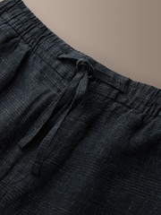 Black Checkered Relaxed Fit Signature Heritage Linen Trousers - Image 9 of 10