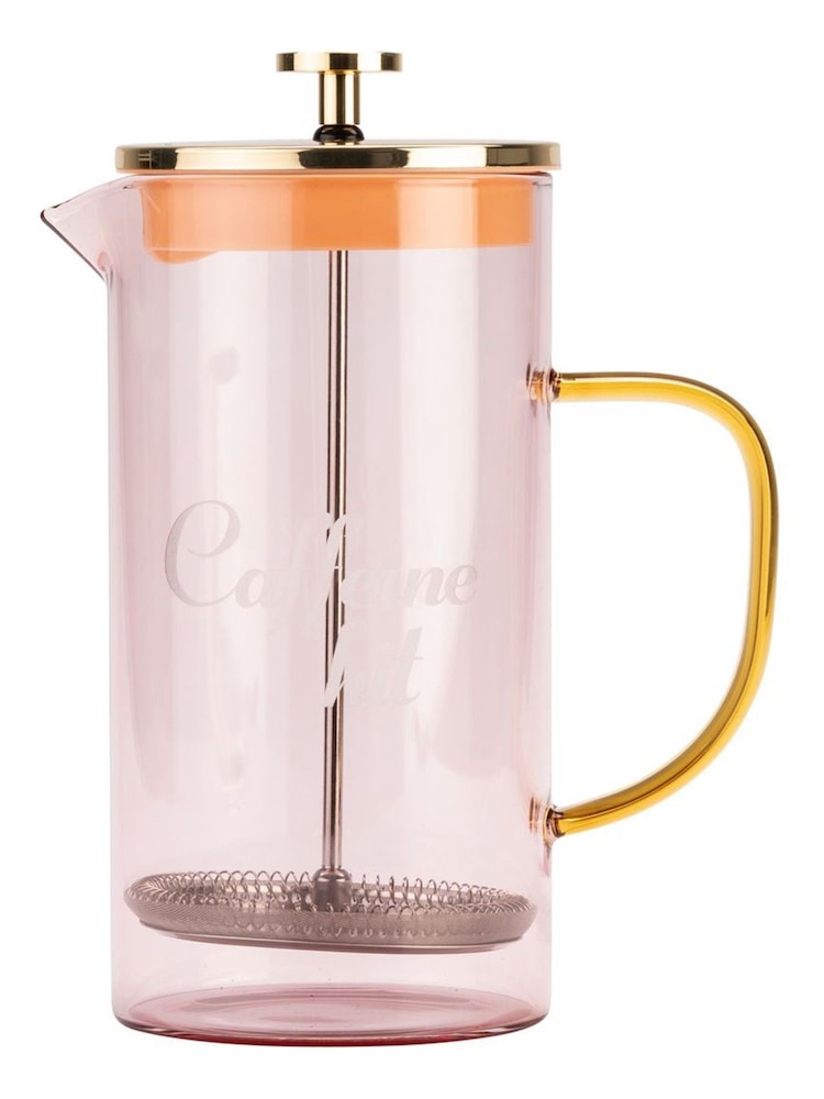Yvonne Ellen Pink Glass Cafetiere Caffeine - Image 1 of 4 Yvonne Ellen Pink Glass Cafetiere Caffeine - Image 1 of 4