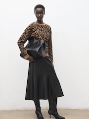 Mango White Leopard Print Fine Knit Long Sleeve Jumper - Image 2 of 7