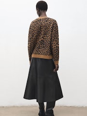 Mango White Leopard Print Fine Knit Long Sleeve Jumper - Image 3 of 7