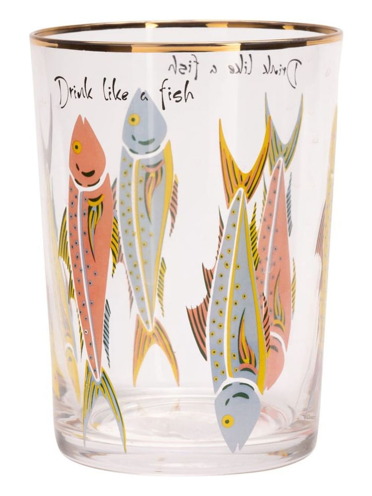 Yvonne Ellen Set of 2 Clear Hi Ball Fishes Glasses - Image 1 of 2