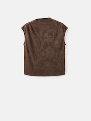 Mango Brown Jacquard Floral-Print Top - Image 5 of 6