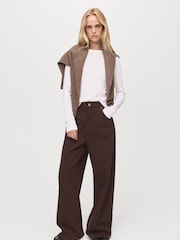 Mango Brown Wide-Leg Mid-Rise Loose-Fit Jeans - Image 1 of 5
