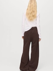 Mango Brown Wide-Leg Mid-Rise Loose-Fit Jeans - Image 2 of 5