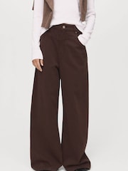 Mango Brown Wide-Leg Mid-Rise Loose-Fit Jeans - Image 3 of 5