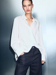 Mango Blue Shiny Straight-Leg Jeans - Image 3 of 6