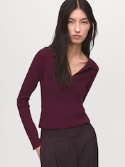 Mango Red Long-Sleeved Polo-Neck Sweater - Image 1 of 6