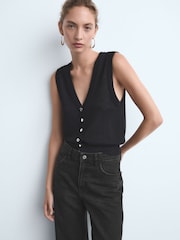 Mango Black Danila Wide Leg High-Rise Jeans - Image 2 of 6
