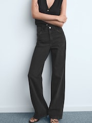 Mango Black Danila Wide Leg High-Rise Jeans - Image 4 of 6
