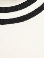Mango White Short-Sleeved Sweater With Contrasting Stripes - Image 5 of 6