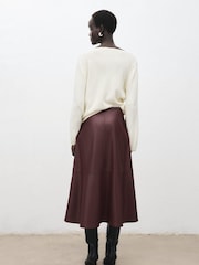 Mango Red Leather-Effect Midi-Skirt - Image 2 of 6