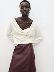 Mango Red Leather-Effect Midi-Skirt - Image 3 of 6