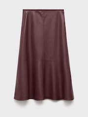 Mango Red Leather-Effect Midi-Skirt - Image 5 of 6