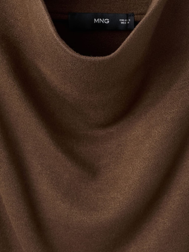 Mango Brown Draped Neck Top - Image 6 of 6 Mango Brown Draped Neck Top - Image 6 of 6