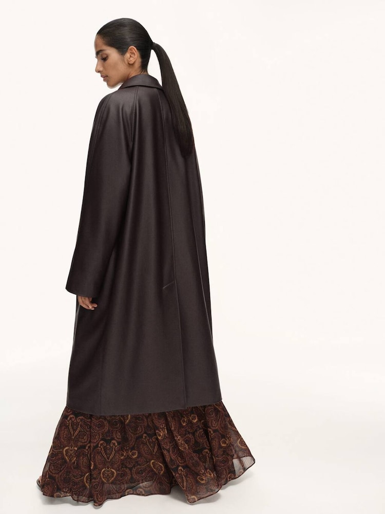 Mango Brown Long Leather-Effect Trench Coat - Image 2 of 6