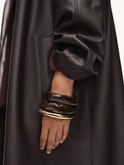 Mango Brown Long Leather-Effect Trench Coat - Image 4 of 6