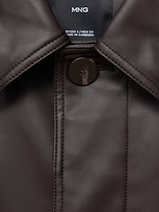 Mango Brown Long Leather-Effect Trench Coat - Image 6 of 6