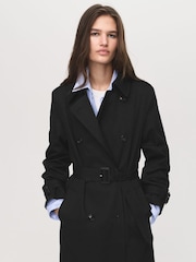 Mango Black Classic Trench Coat With Belt - Image 3 of 6