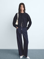 Mango Blue Low-Rise Straight-Leg Jeans With Buttons - Image 1 of 6