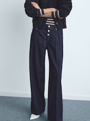 Mango Blue Low-Rise Straight-Leg Jeans With Buttons - Image 4 of 6