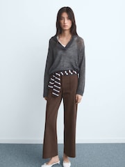 Mango Brown High-Waist Wide Leg Jeans With Seams - Image 1 of 6