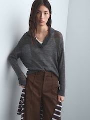 Mango Brown High-Waist Wide Leg Jeans With Seams - Image 3 of 6