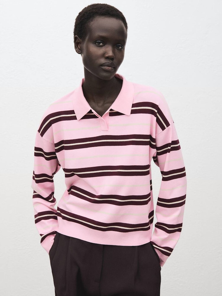 Buy Mango Pink Striped Polo-Neck Sweater from the Next UK online shop