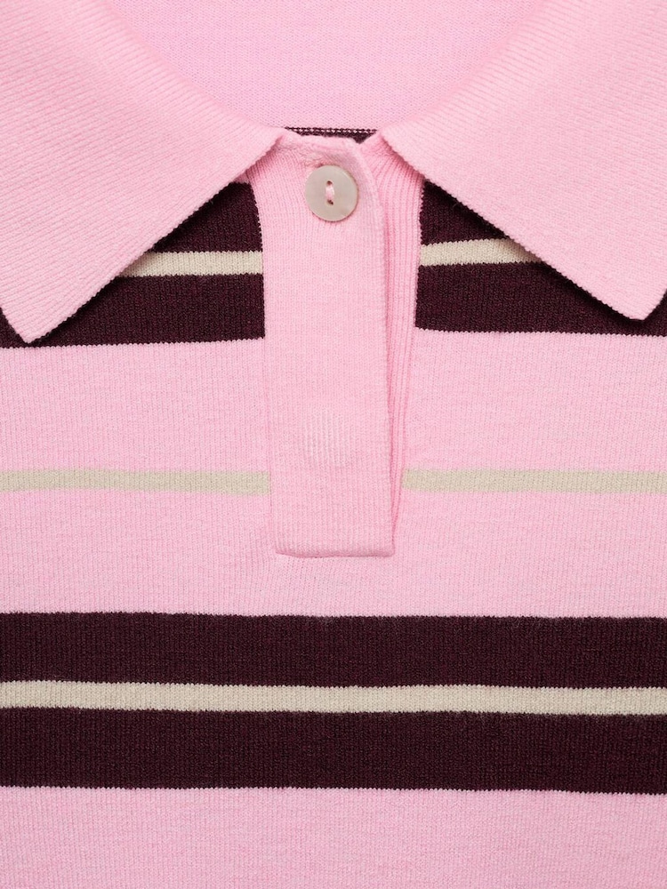 Mango Pink Striped Polo-Neck Sweater - Image 7 of 7