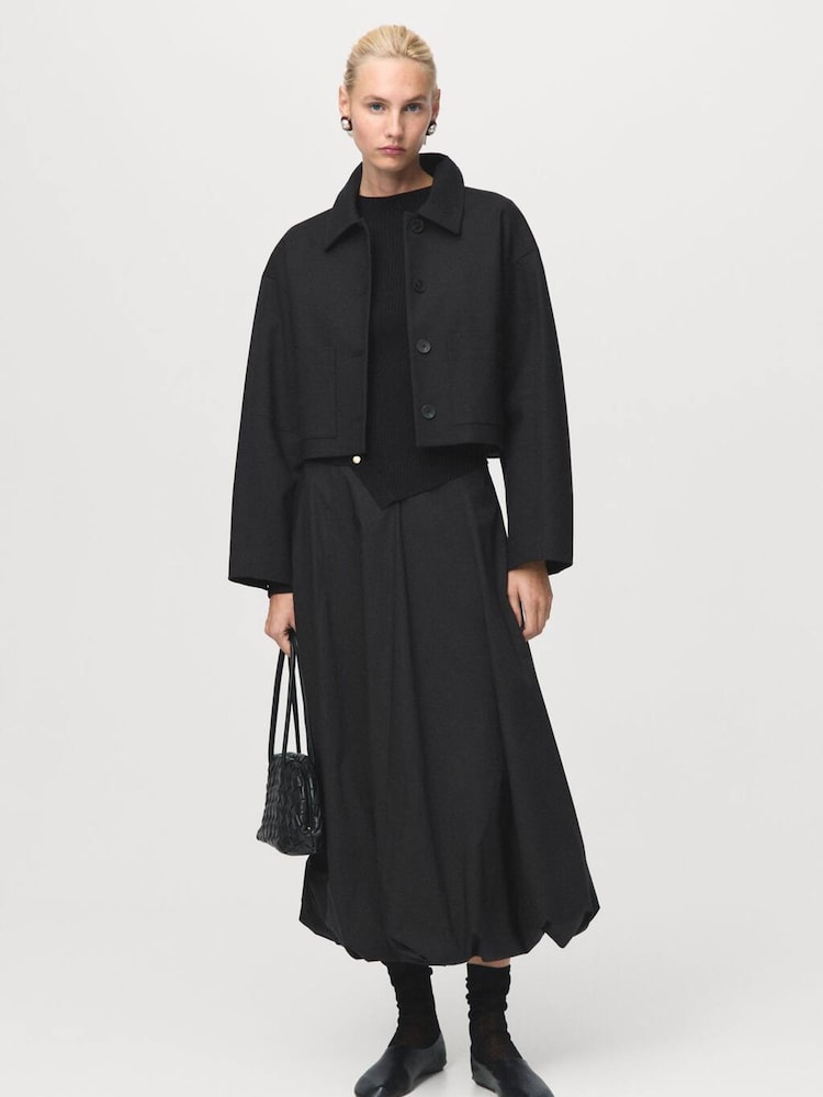 Mango Black Asymmetrical Sweater With Buttons - Image 1 of 7