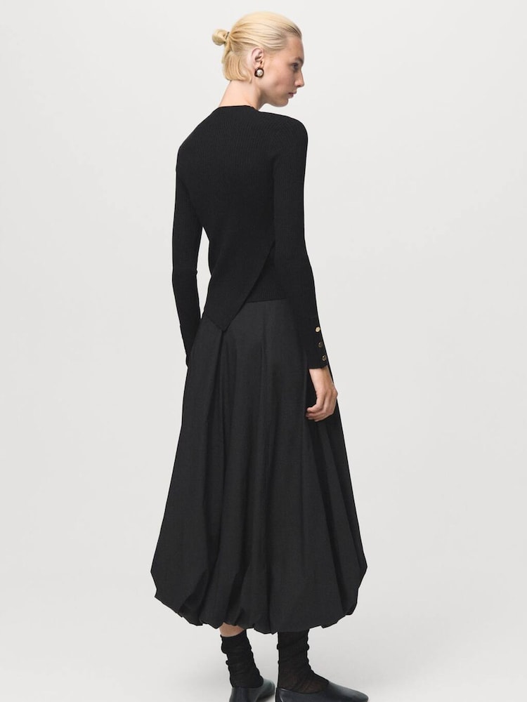 Mango Black Asymmetrical Sweater With Buttons - Image 2 of 7
