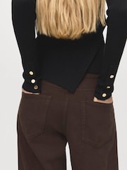 Mango Black Asymmetrical Sweater With Buttons - Image 5 of 7
